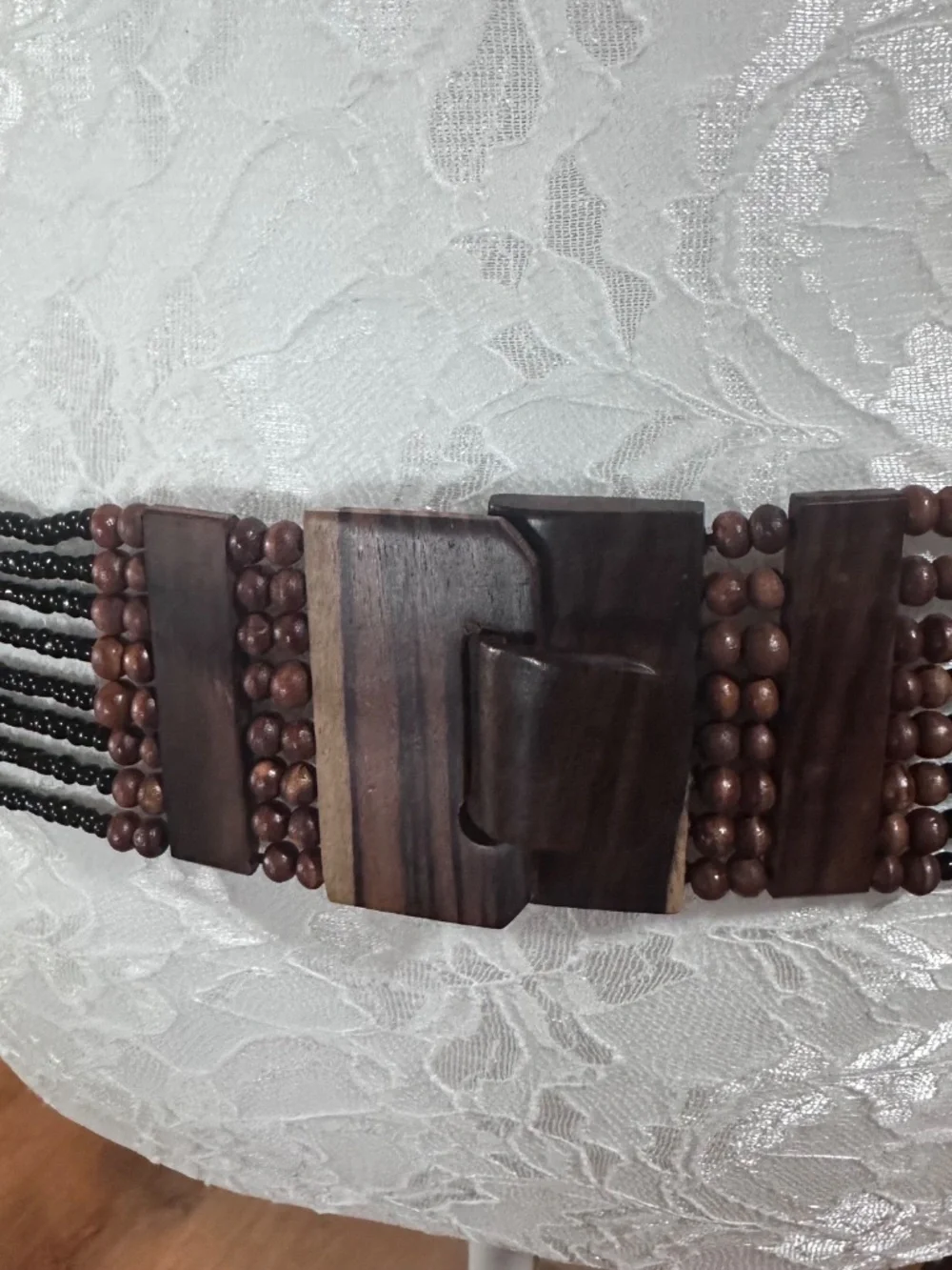 Wood and bead belt